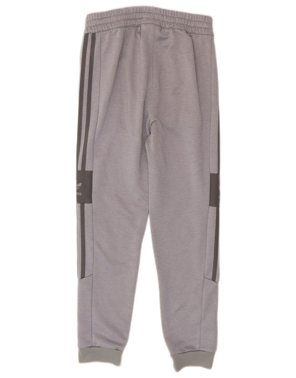 ADIDAS Boys Tracksuit Trousers Joggers 11-12 Years Grey Colourblock