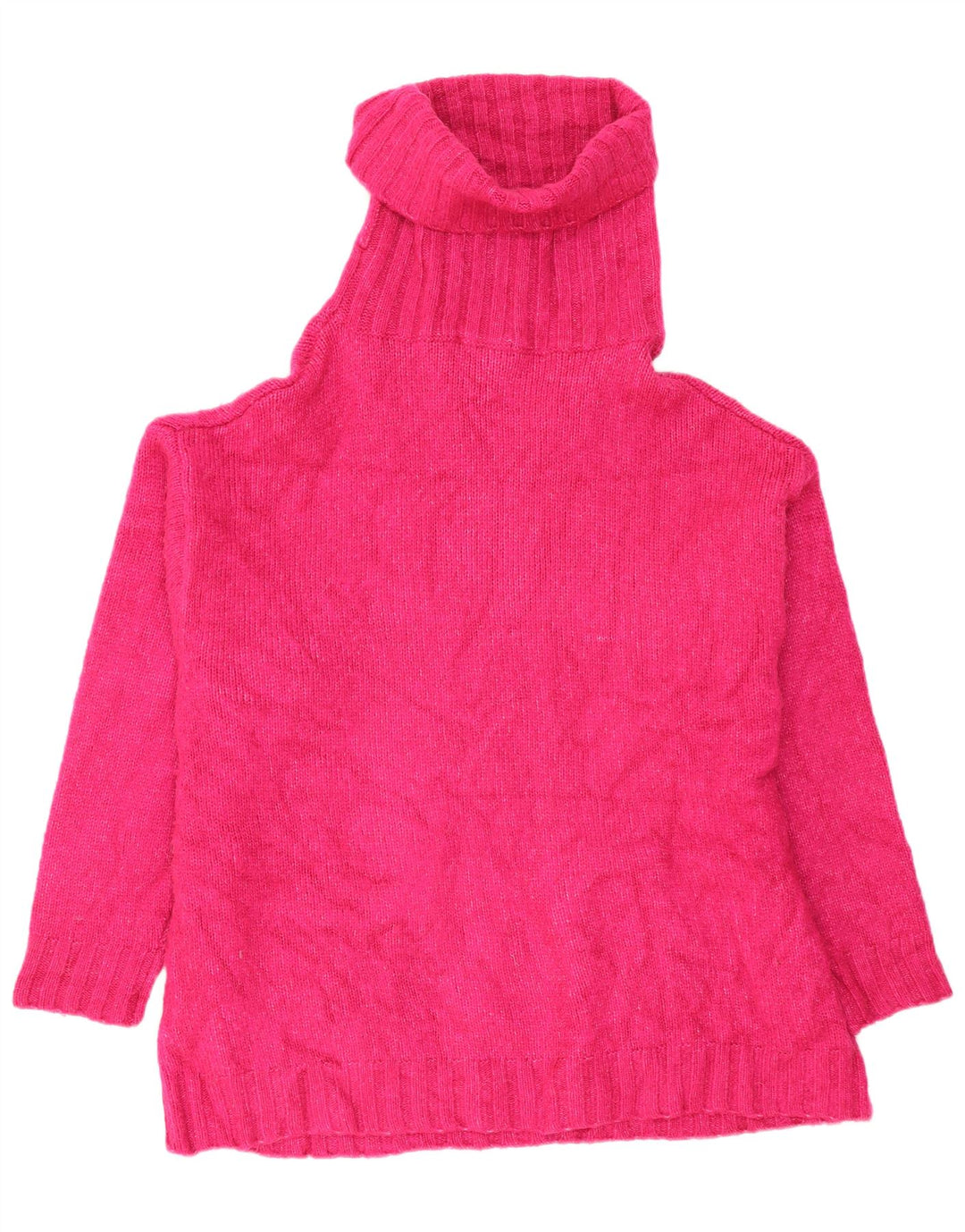 Zara Suéter feminino oversized com gola redonda Reino Unido 14 acrílico rosa médio