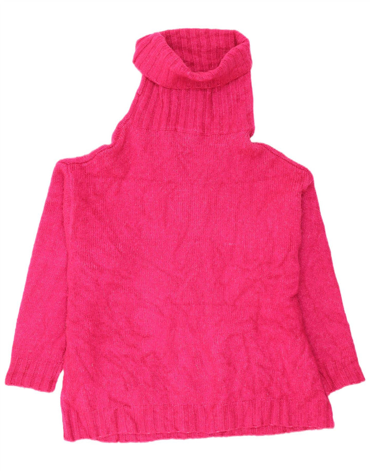 Zara Suéter feminino oversized com gola redonda Reino Unido 14 acrílico rosa médio