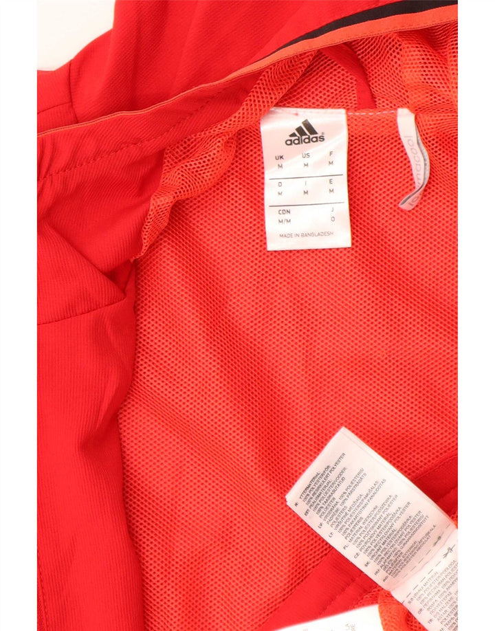 Jaqueta de chuva com capuz Adidas Mens Climacool Graphic UK 38 Poliéster Vermelho Médio