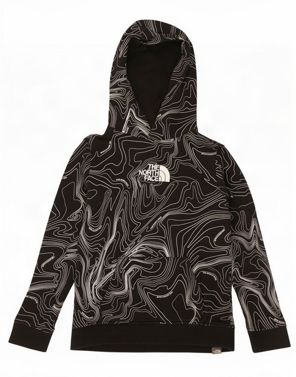 Suéter com capuz The North Face para meninas 11-12 anos grande algodão geométrico preto