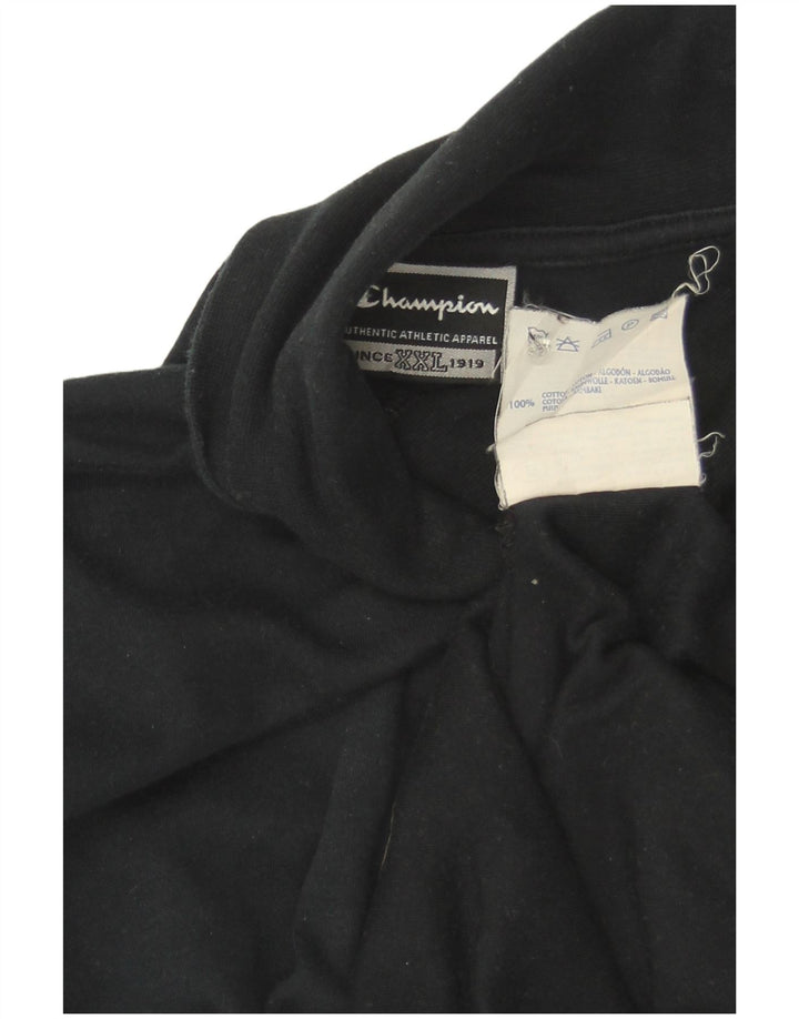 Champion Mens Top Manga Longa 2XL Algodão Preto