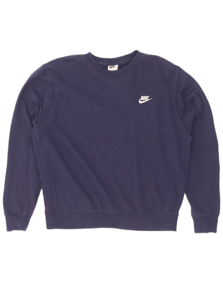 Nike feminino oversized moletom jumper UK 14 médio azul marinho algodão
