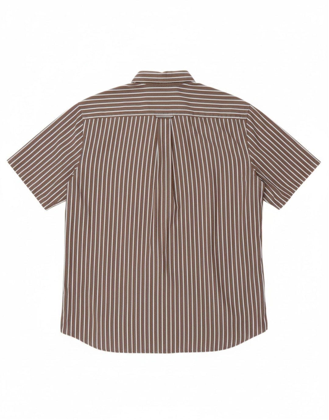Camisa masculina GANT de manga curta com ajuste regular, algodão listrado marrom médio