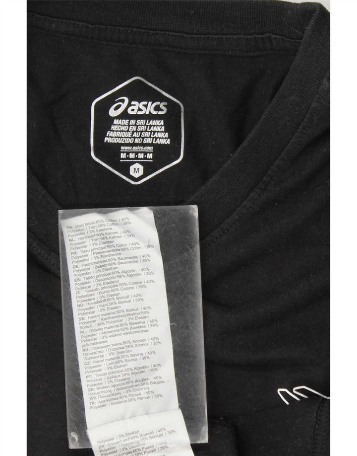 Camiseta gráfica masculina Asics Top médio algodão preto
