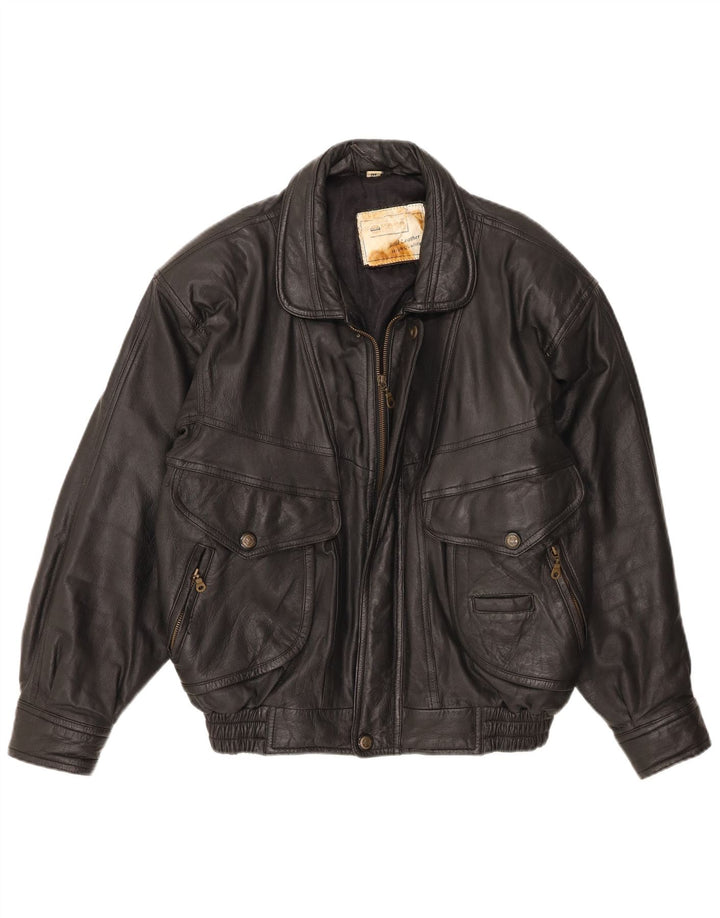 Jaqueta de couro masculina vintage UK 38 couro preto médio