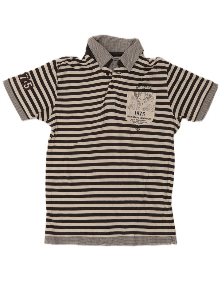 JACK & JONES Camisa polo masculina gráfica listrada cinza médio