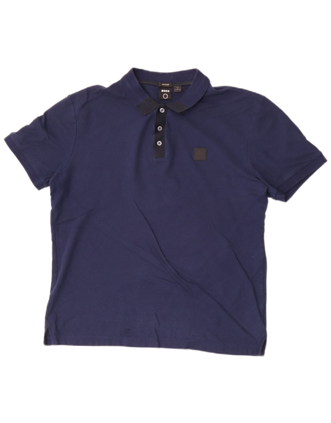 Camisa polo masculina Hugo Boss grande algodão azul marinho