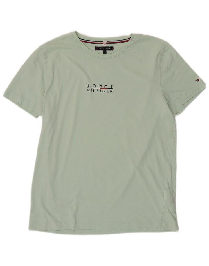 Camiseta feminina TOMMY HILFIGER com estampa gráfica Reino Unido 16 grande algodão verde