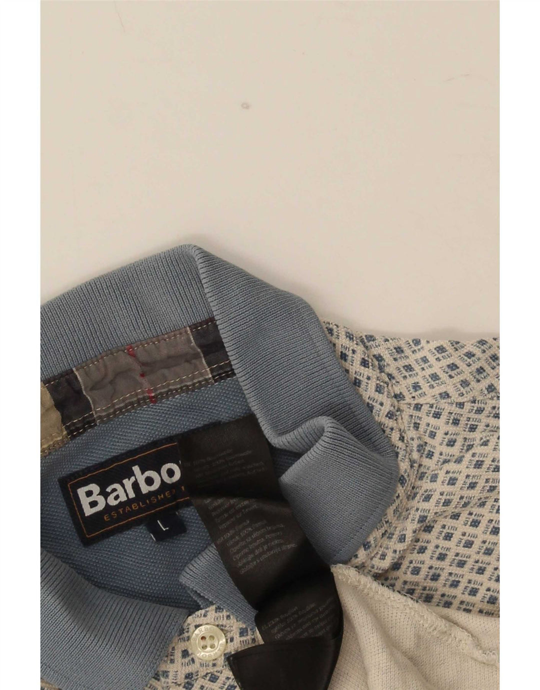 Camisa polo masculina Barbour grande algodão geométrico cinza