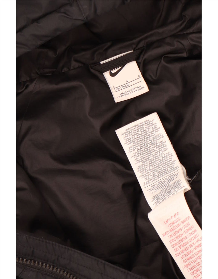 Jaqueta acolchoada com capuz Nike Boys 12-13 anos grande poliéster preto