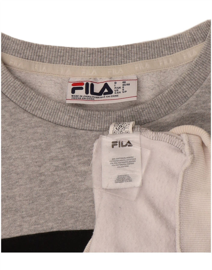 Fila moletom gráfico masculino jumper pequeno cinza colorblock algodão