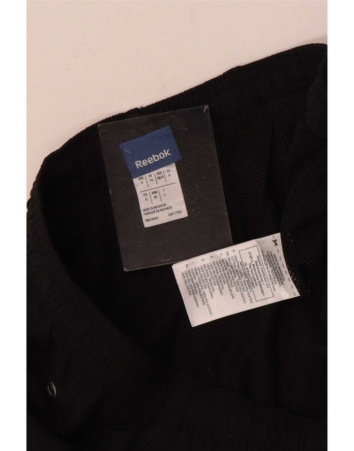 Reebok Womens Capri Calças de treino UK 10 Pequeno Poliéster Preto