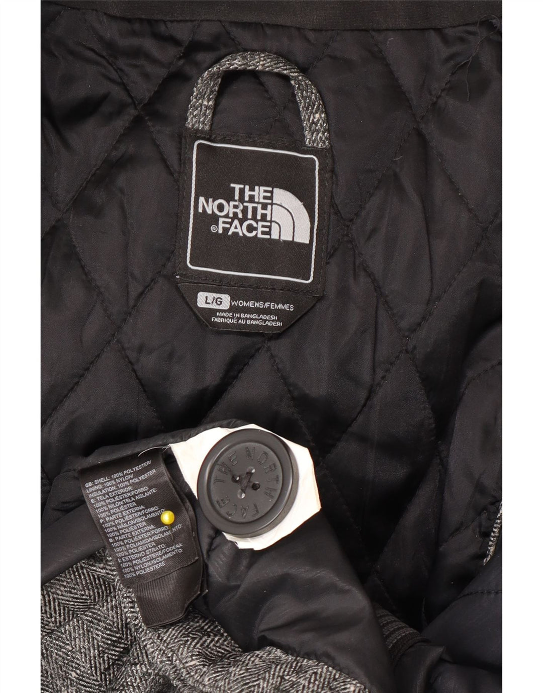 Jaqueta bomber feminina com capuz The North Face UK 16 grande espinha de peixe cinza