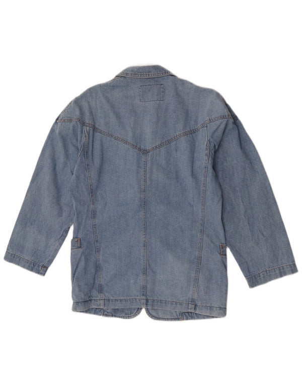 Jaqueta blazer jeans feminina POP 84 com 2 botões Reino Unido 10 azul pequeno