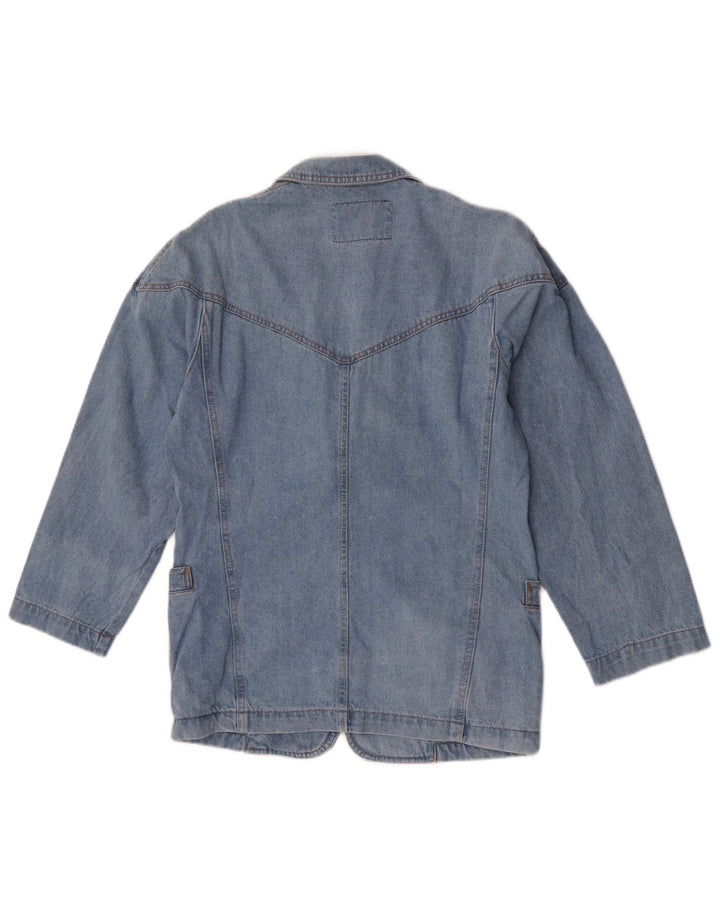 Jaqueta blazer jeans feminina POP 84 com 2 botões Reino Unido 10 azul pequeno