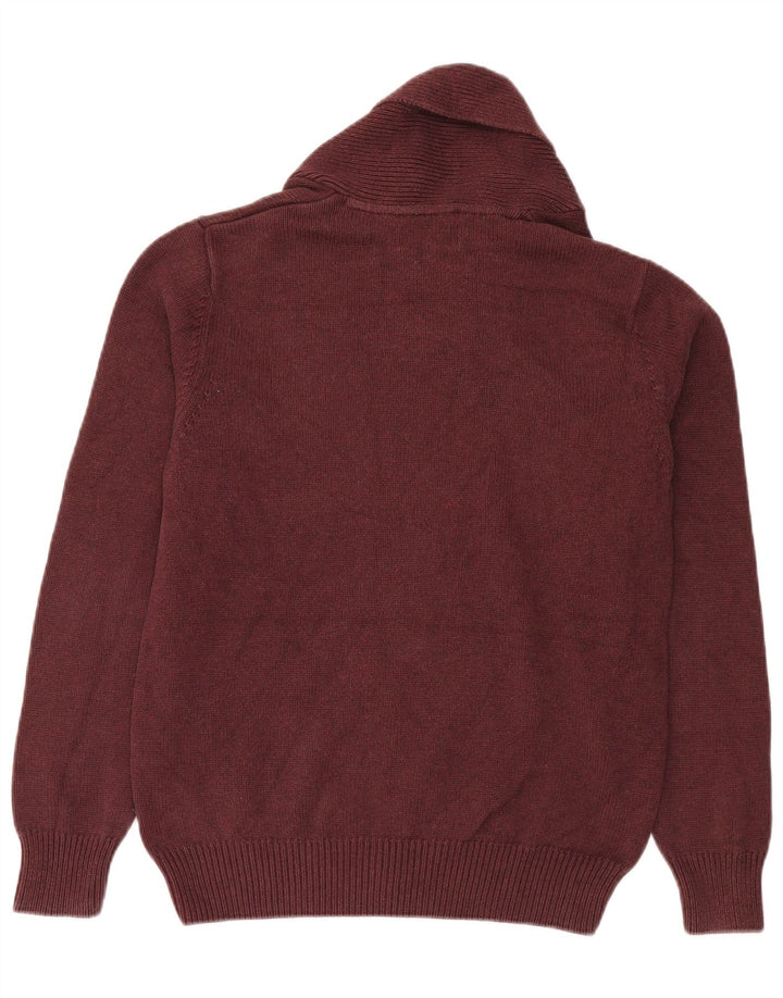 Suéter masculino Marks & Spencer com gola xale, algodão médio vinho