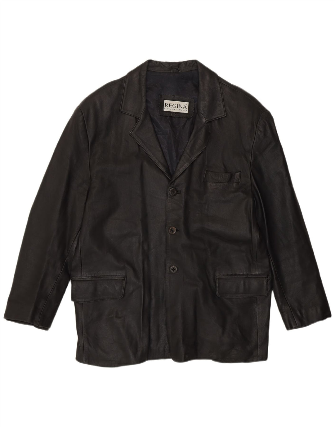 Jaqueta de couro masculina Regina Reino Unido 44 2XL couro preto
