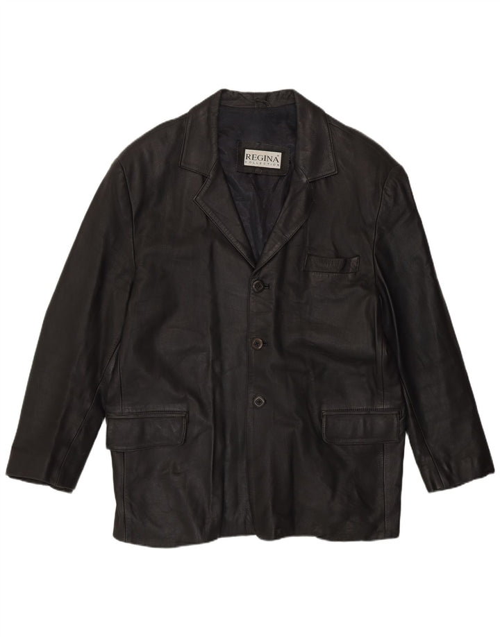 Jaqueta de couro masculina Regina Reino Unido 44 2XL couro preto