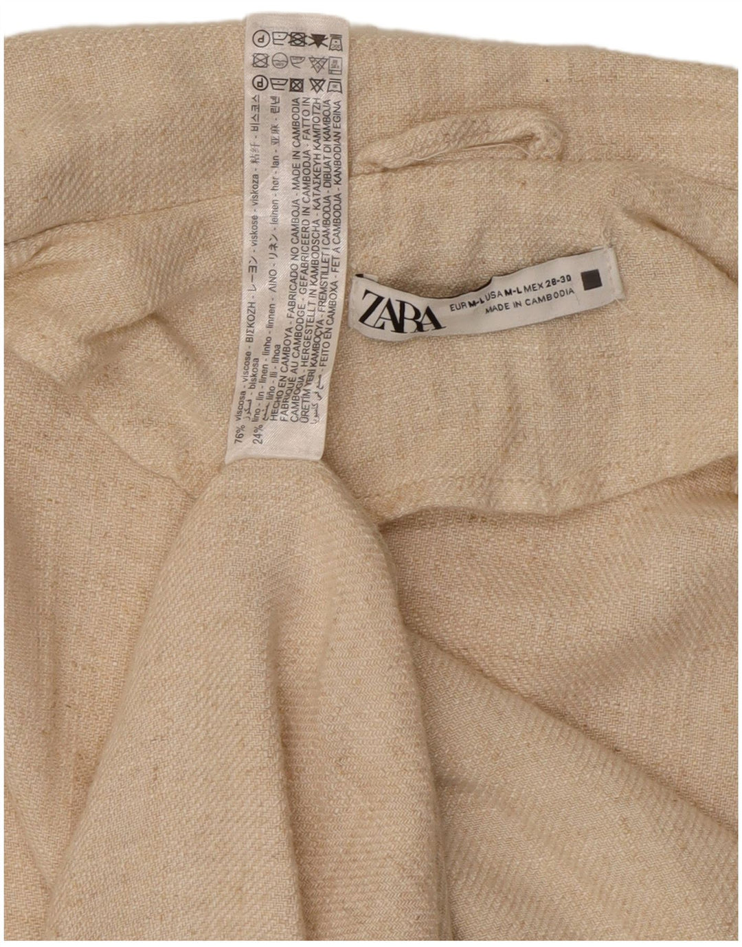 Suéter cardigã aberto com palangre feminino Zara Reino Unido 14 viscose bege médio