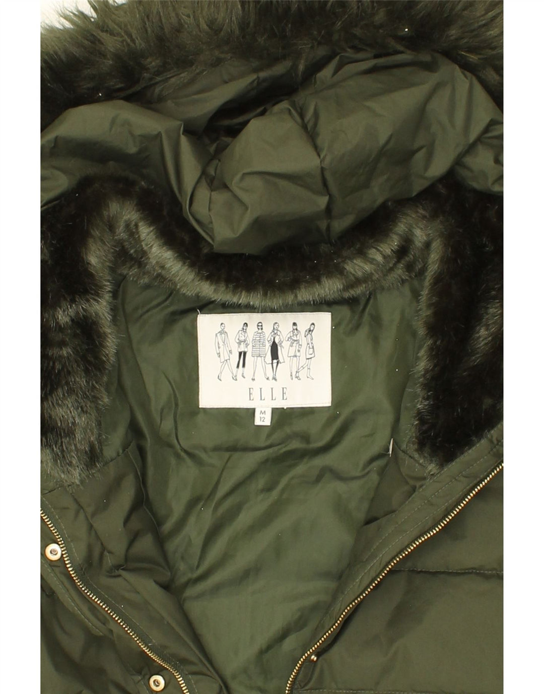 VINTAGE Womens Hooded Padded Jacket UK 12 Medium Green Polyester Vintage Vintage and Second-Hand Vintage from Messina Hembry 