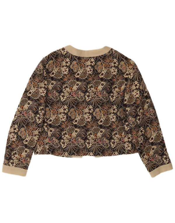 Jaqueta Bolero Vintage Feminina UK 14 Médio Marrom Floral