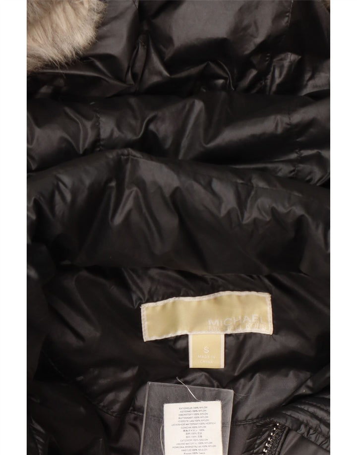 Casaco acolchoado com capuz feminino Michael Kors UK 10 pequeno cinza nylon