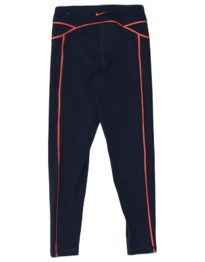 Leggings femininas Nike Dri Fit Graphic UK 8 pequenas azul marinho poliéster