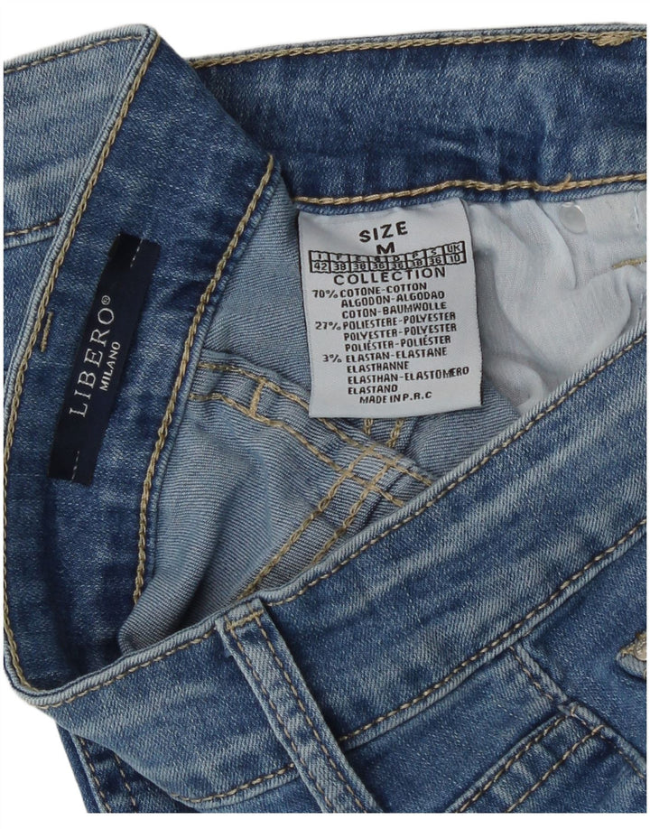 Libero feminino slim flared jeans médio W27 L31 algodão azul