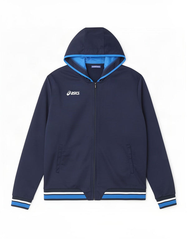 Asics Mens Hooded Tracksuit Top Jacket Grande Azul Marinho Colourblock