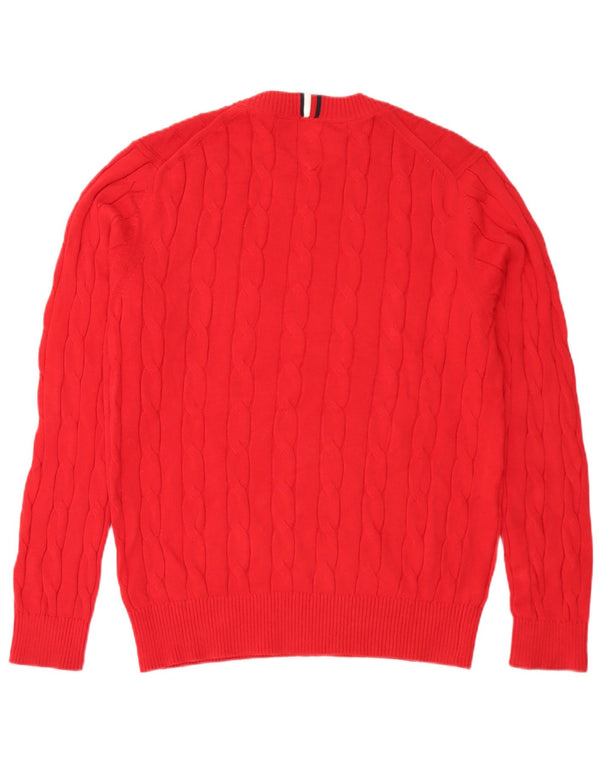 Suéter masculino Tommy Hilfiger com gola redonda, algodão vermelho médio