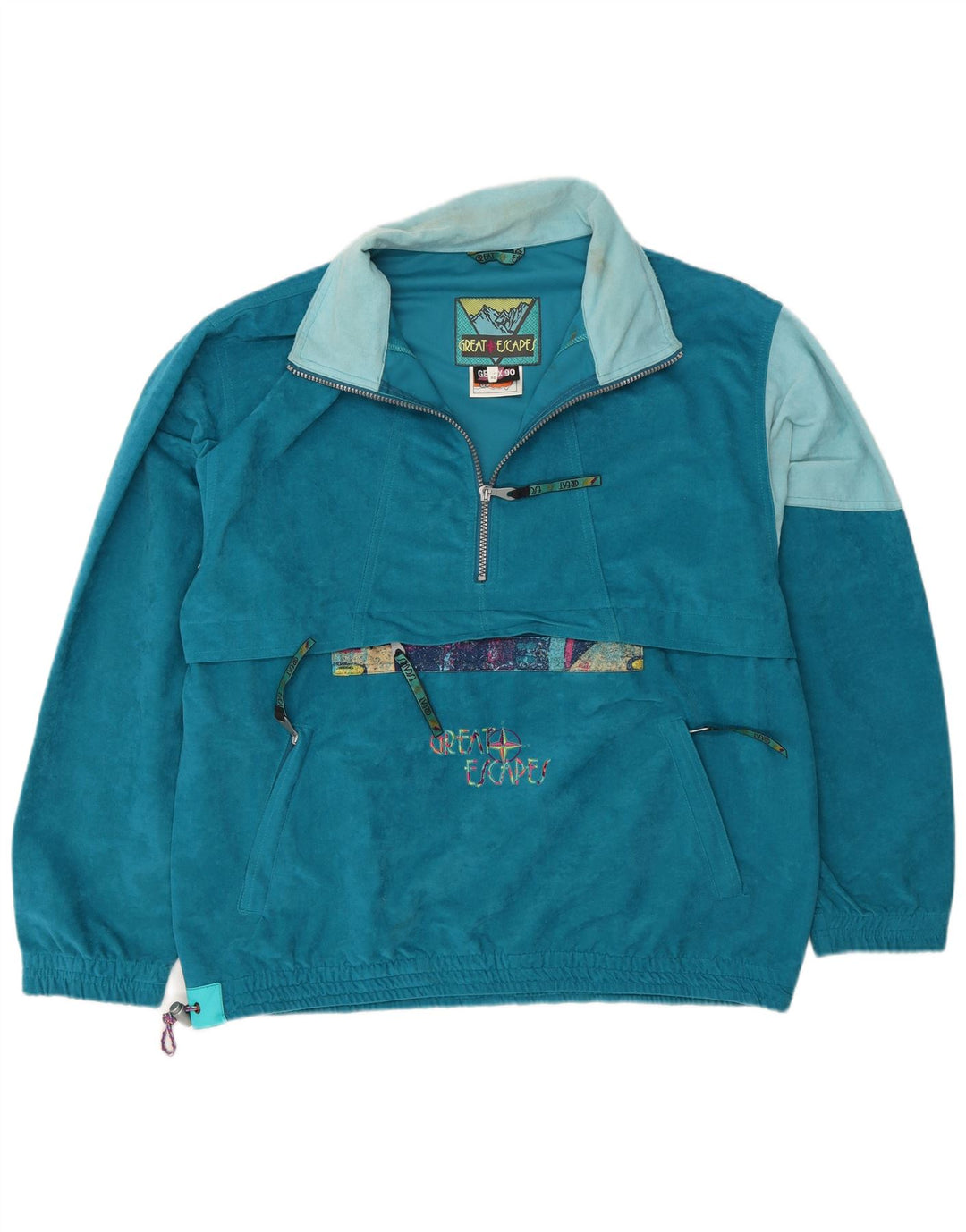 Great Escapes Mens Pulôver Agasalho Top Jacket IT 48 Médio Azul Retro