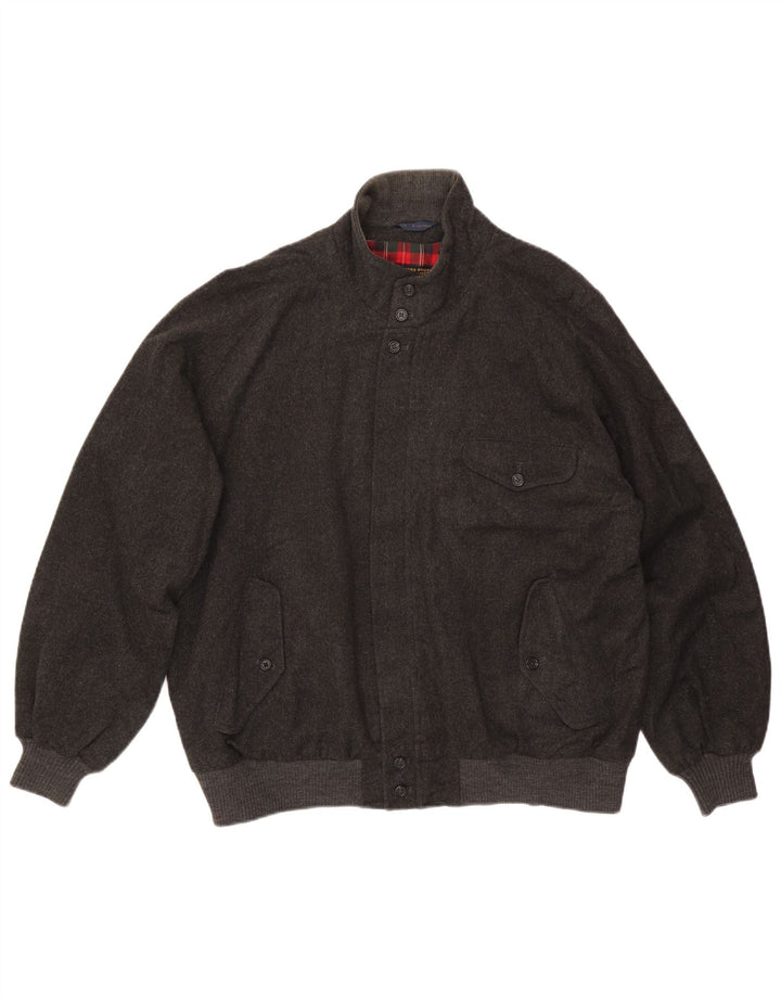 Jaqueta bomber masculina Brooks Brothers Reino Unido 44 2XL lã cinza