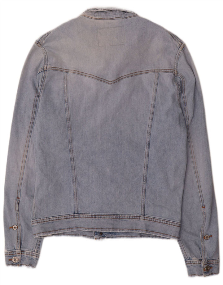 Jaqueta jeans masculina uniforme Reino Unido 38 algodão azul médio