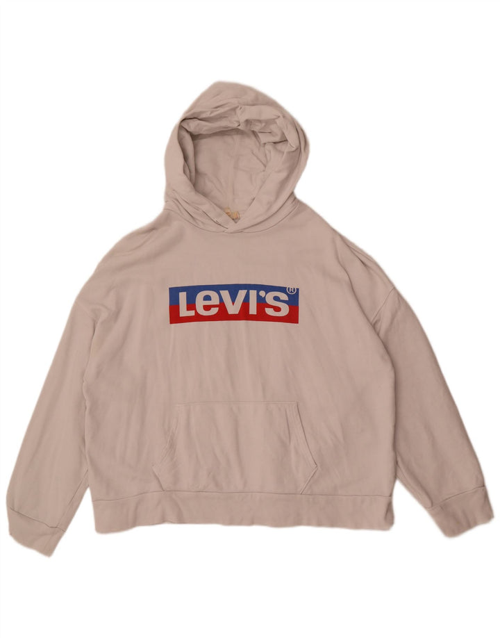 Suéter feminino Levi's com capuz grande e gráfico UK 14 algodão branco médio