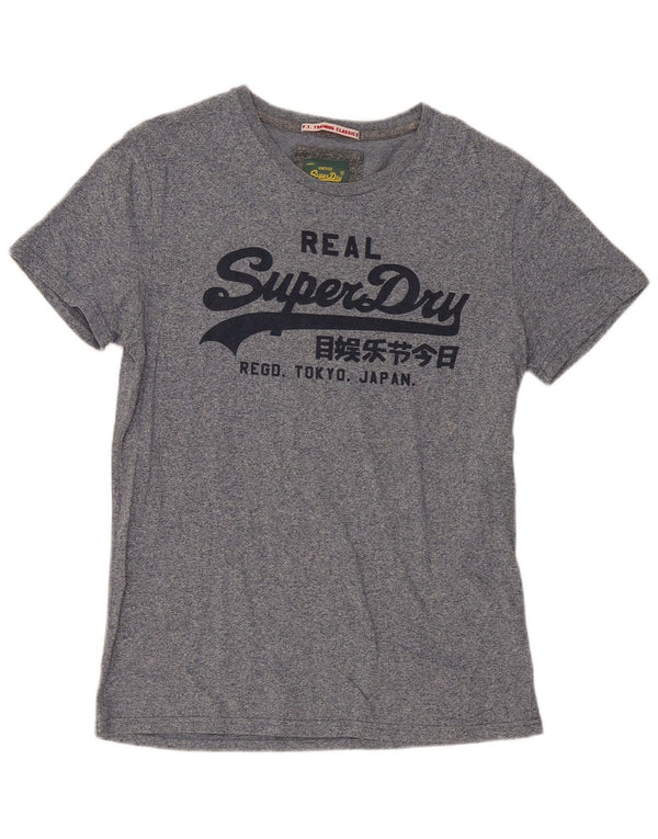 Camiseta gráfica masculina Superdry Top XL azul marinho algodão manchado