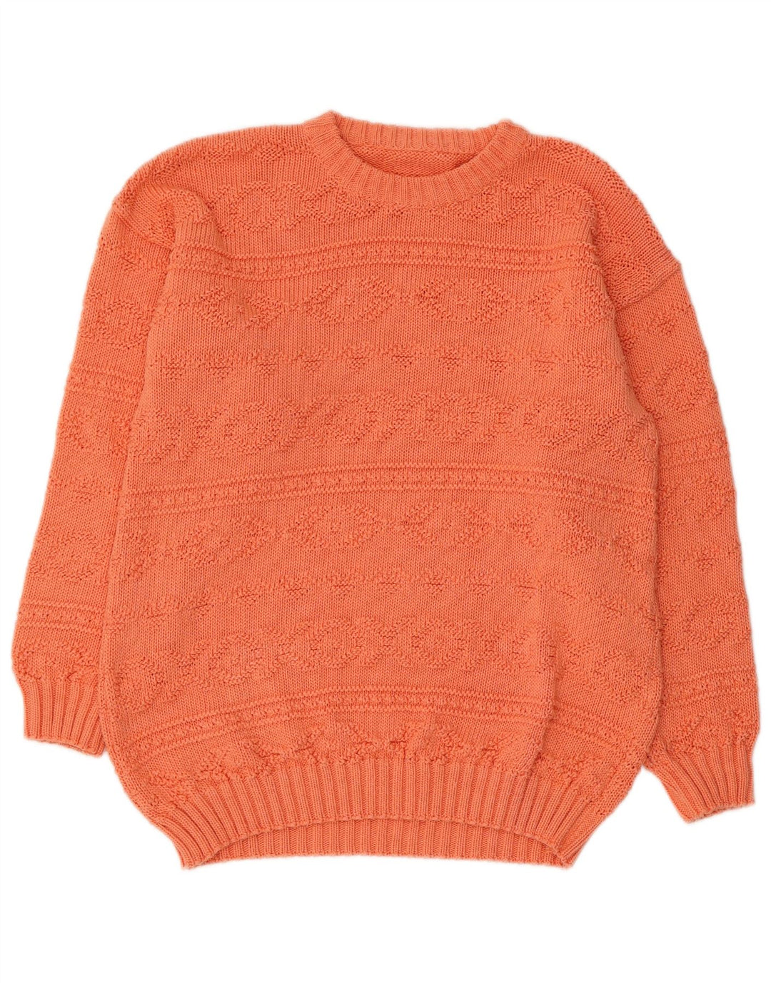 Suéter feminino VINTAGE com gola canoa Reino Unido 12 médio laranja