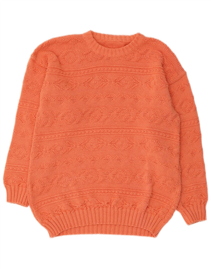 Suéter feminino VINTAGE com gola canoa Reino Unido 12 médio laranja