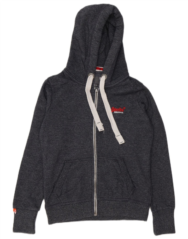 Suéter masculino Superdry com capuz e zíper, algodão manchado cinza médio