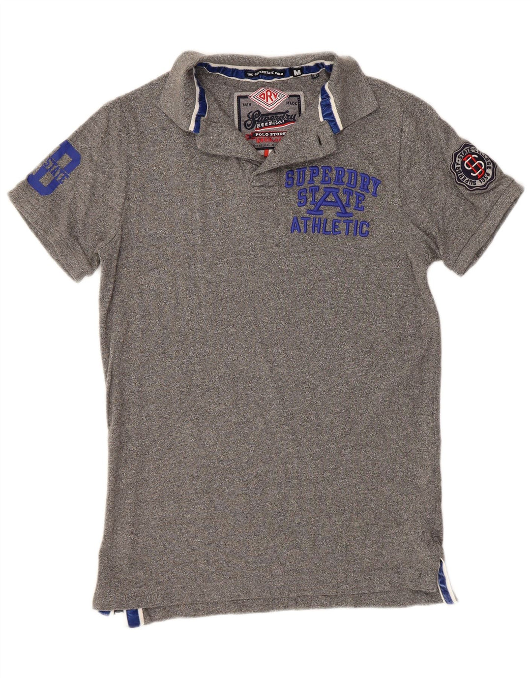 Camisa polo masculina SUPERDRY gráfica cinza médio algodão