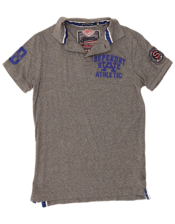 Camisa polo masculina SUPERDRY gráfica cinza médio algodão