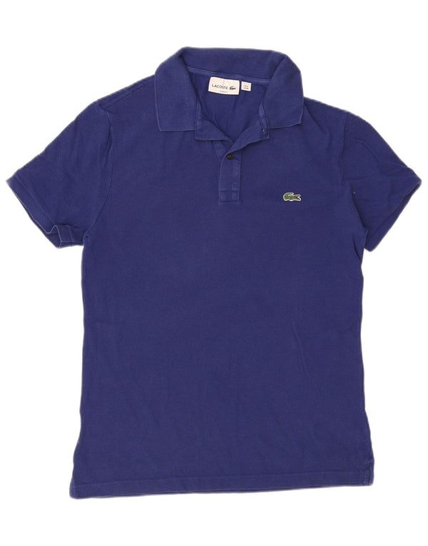 Camisa polo masculina Lacoste Slim Fit tamanho 4 algodão azul médio