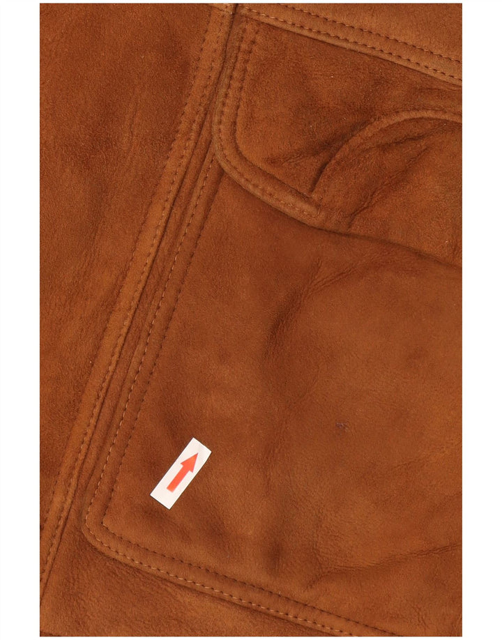 Jaqueta masculina vintage de corte solto IT 46 couro marrom pequeno