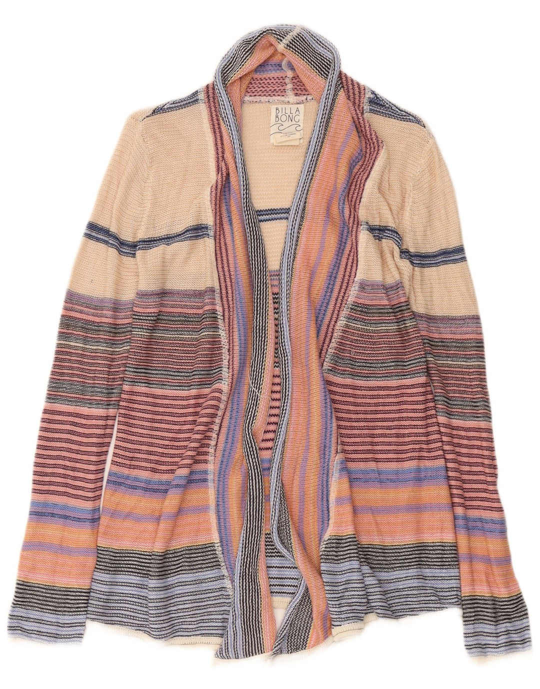 Suéter de cardigã aberto feminino Billabong Reino Unido 10 pequeno listrado multicolorido