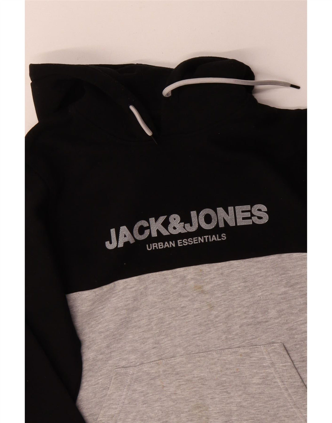 JACK & JONES moletom com capuz masculino gráfico pequeno preto colorido bloco de algodão