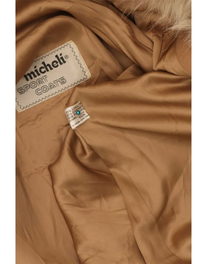 Sobretudo feminino Micheli UK 14 lã marrom médio