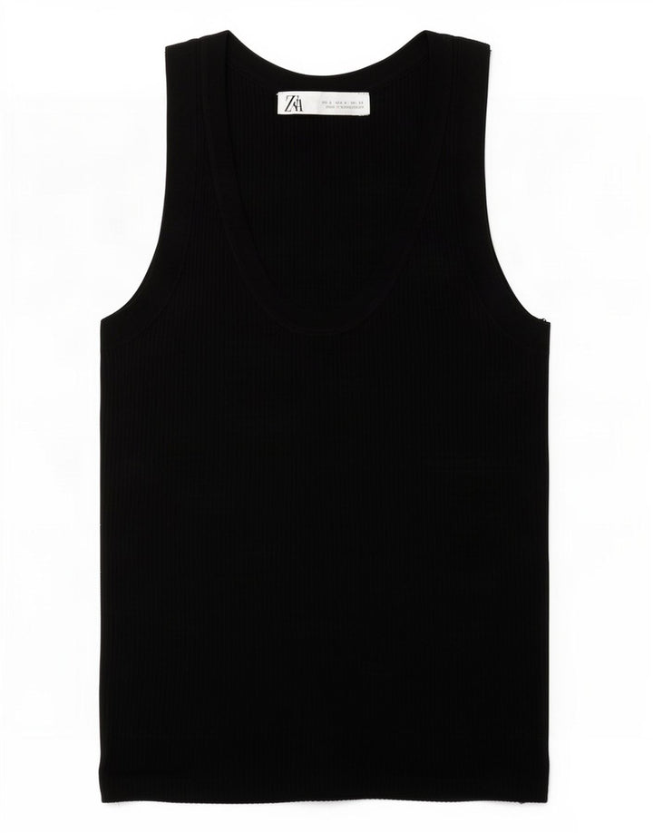 Colete feminino Zara UK 8 pequeno poliéster preto