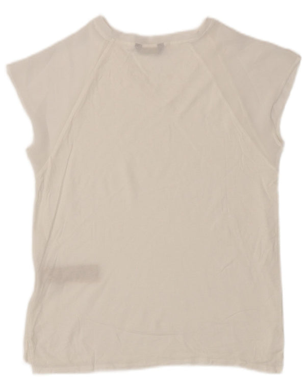 Camiseta feminina Massimo Dutti Top UK 10 Small White Lyocell