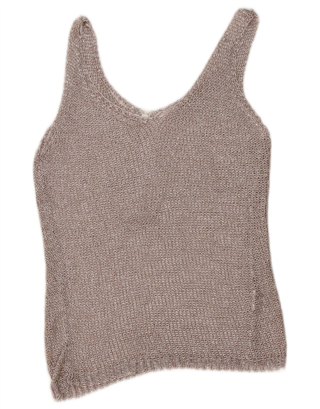 Top feminino de crochê vintage UK 12 médio prateado