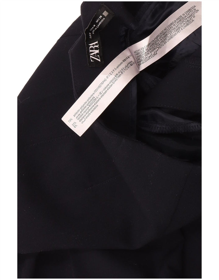 Zara Calça Feminina Crop Tapered Suit Médio W28 L26 Azul Marinho Poliéster